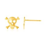 14K Gold Skull and Crossbones Stud Earrings