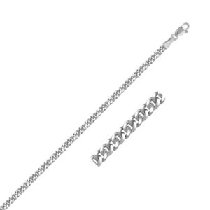 14K White Gold Gourmette Chain Necklace 2.8 mm