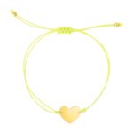 9 1/4 inch Yellow Cord Adjustable Bracelet with 14k Yellow Gold Heart