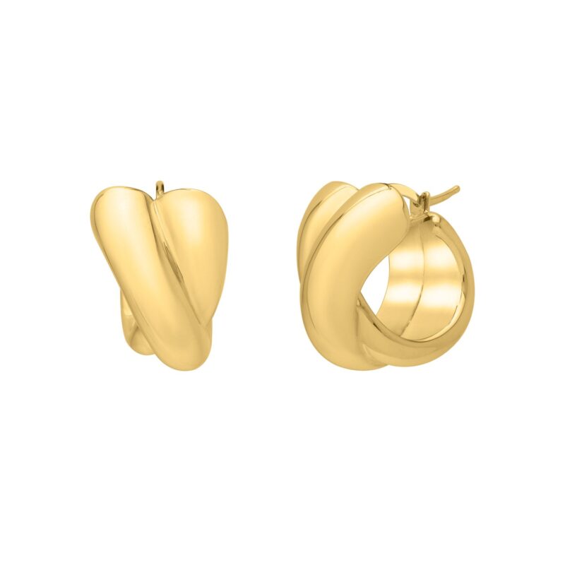 Crossover Hoop Earrings 14K Yellow Gold