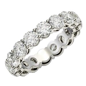4 Carat Lab Grown Diamond Eternity Ring with Diamonds All Around Round Cut 14k White Gold