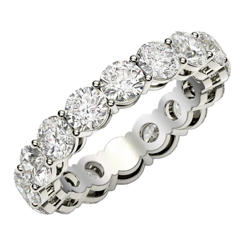 4 Carat Round Cut Diamond Eternity Ring Lab Grown FG/VS2 14k White Gold