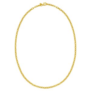 14K Yellow Gold Charm Link Cable Chain Necklace 3.3 mm 18 inch 45 cm