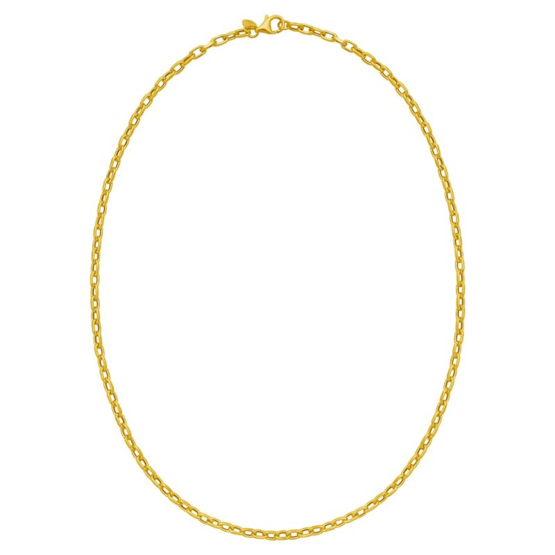 14K Yellow Gold Charm Link Cable Chain Necklace 3.3 mm 18 inch 45 cm