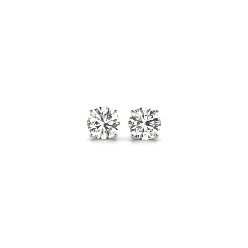 1 Carat Lab Grown Round Diamond Stud Earrings 14k White Gold