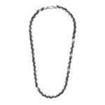 Sterling Silver Gunmetal Finish Oval Link Necklace