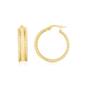 14K Gold Triple Row Hoop Earrings