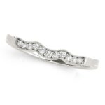 Wave Milgrained Diamond Wedding Ring 1/20 cttw 14k White Gold