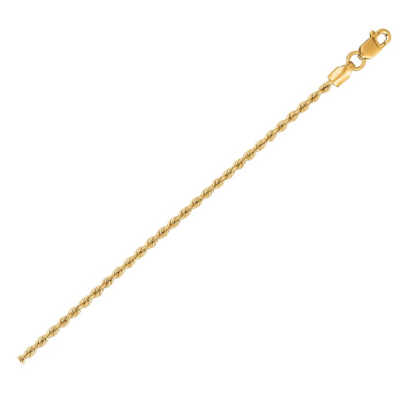 14k Yellow Gold Solid Rope Chain Necklace 1.5 mm