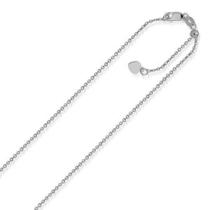 14k White Gold Singapore Adjustable Chain Necklace 1.4 mm 22 inch 55 cm