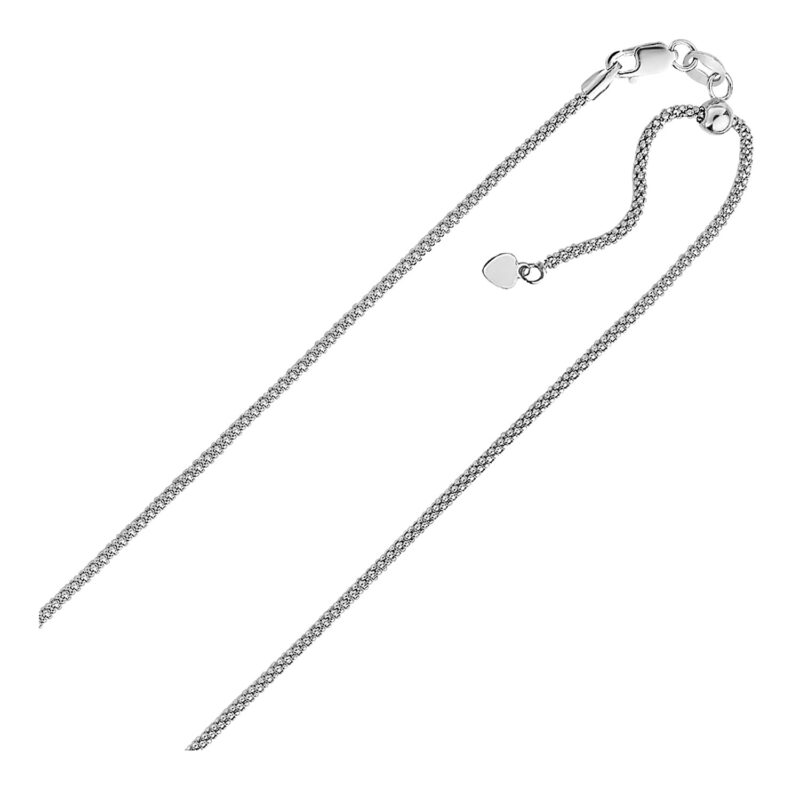 Sterling Silver Adjustable Popcorn Chain 0.8mm