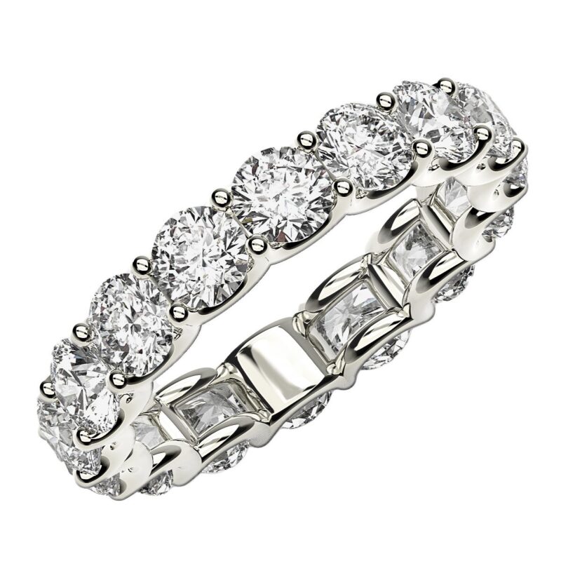 4 Carat Round Cut Diamond Eternity Ring Lab Grown FG/VS2 14k White Gold