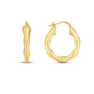 14k Gold Medium Bamboo Hoop Earrings