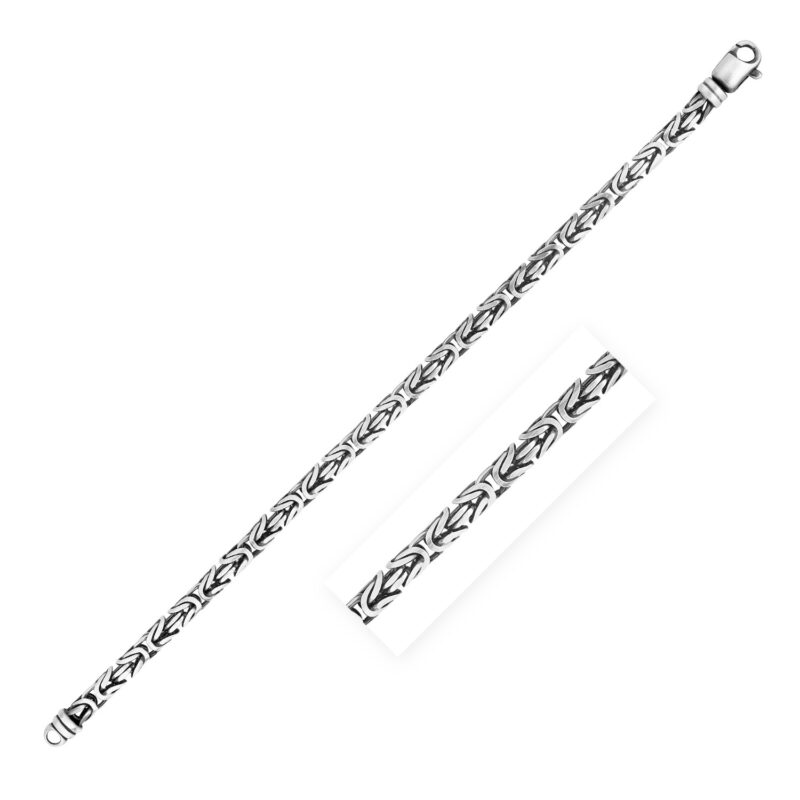 Sterling Silver Gunmetal Finish Byzantine Chain Bracelet (5 mm)