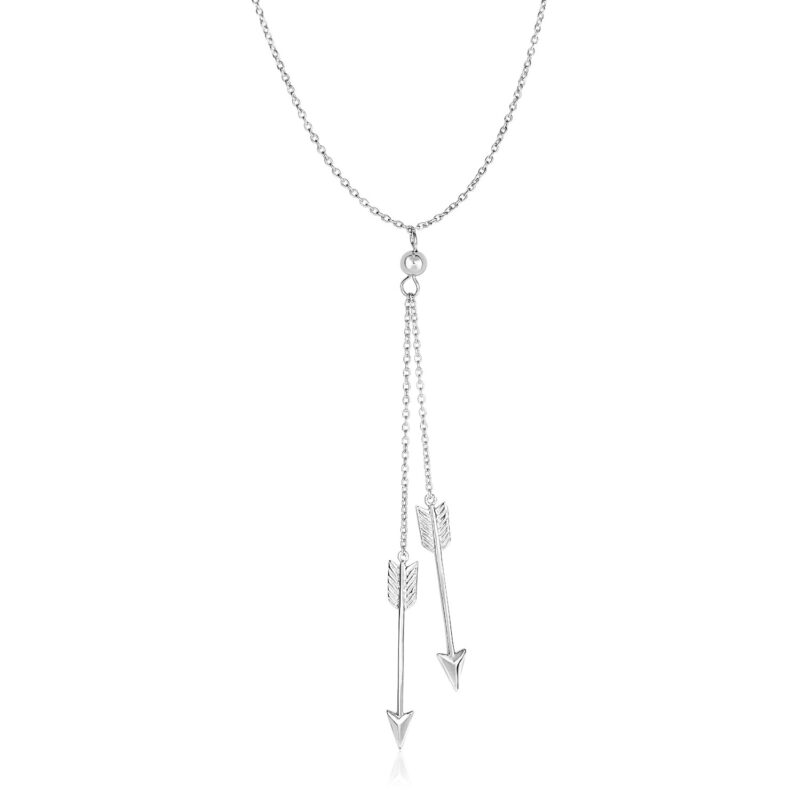 Sterling SilverLariat Necklace with Two Arrows 18 inch 45.7 cm
