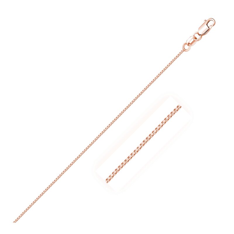 14k Rose Gold Thin Classic Box Chain Necklace 0.6 mm