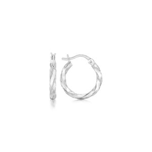 Hoop Earrings Spiral Style Polished Sterling Silver (3x15mm)