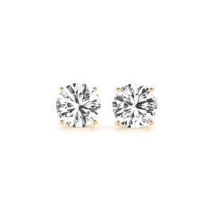 4 Carat Lab Grown Round Diamond Earrings 14k Yellow Gold