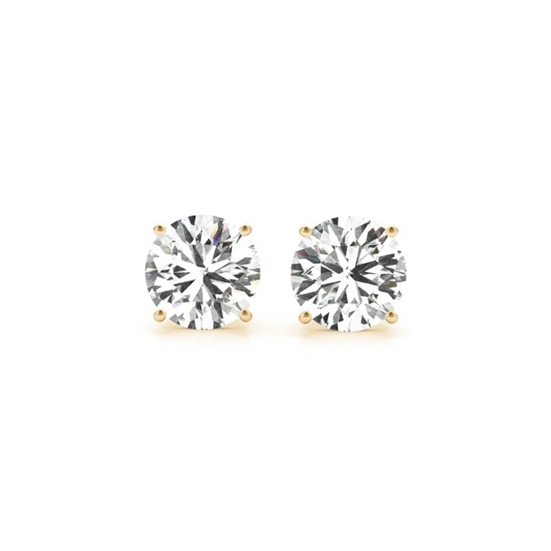 4 Carat Lab Grown Round Diamond Earrings 14k Yellow Gold