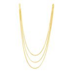 14k Yellow Gold Three Strand Herringbone Chain Necklace