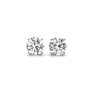 3 Carat Round Lab Grown Diamond Stud Earrings 14k White Gold
