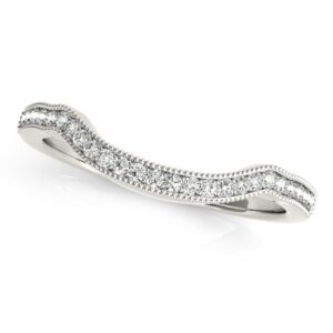 Curvy Pave Set Diamond Wedding Band 1/6 cttw 14k White Gold