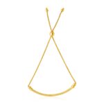 14k Yellow Gold Smooth Curved Bar and Lariat Style Bracelet (1.00 mm) 14k Yellow Gold Smooth Curved Bar and Lariat Style Bracelet (1.00 mm)