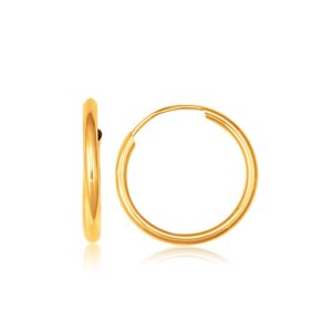 10k Gold Endless Hoop Earrings Polished (1.5x14mm)