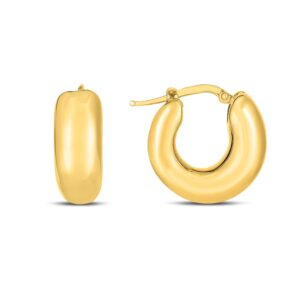 14k Gold Small Puffy Hoops
