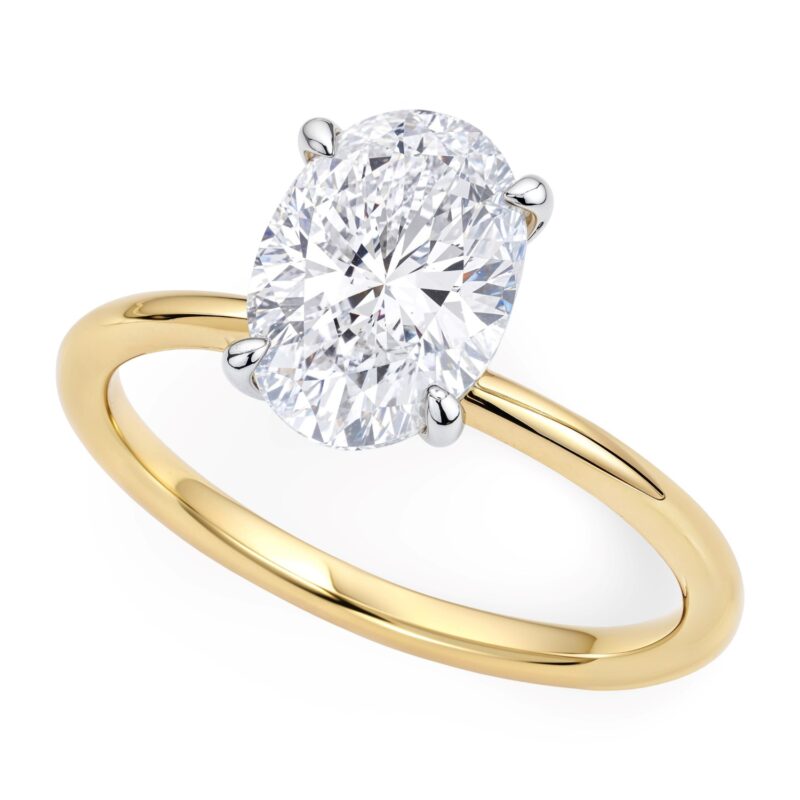2 Carat Oval Diamond Solitaire Ring Lab Grown IGI G/VS1 14K Yellow Gold