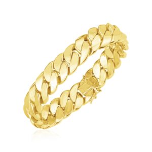 14k Yellow Gold LA Cubana Link Bracelet (14.00 mm) High Polish