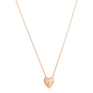 14k Rose Gold Scribbles Heart Necklace High Polish