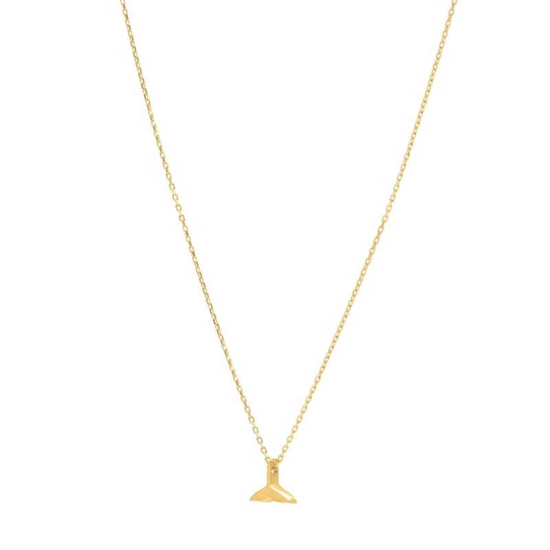 Whale Tail Necklace in 14K Yellow Gold