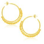 14k Gold Dangling Sequins Hoop Earrings (1.5x30mm)