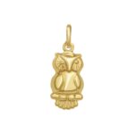 14K Yellow Gold Polished Owl Charm Pendant