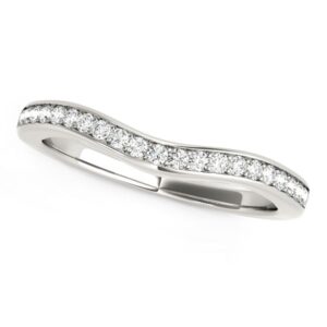 Curved Diamond Wedding Band 1/6 cttw 14k White Gold
