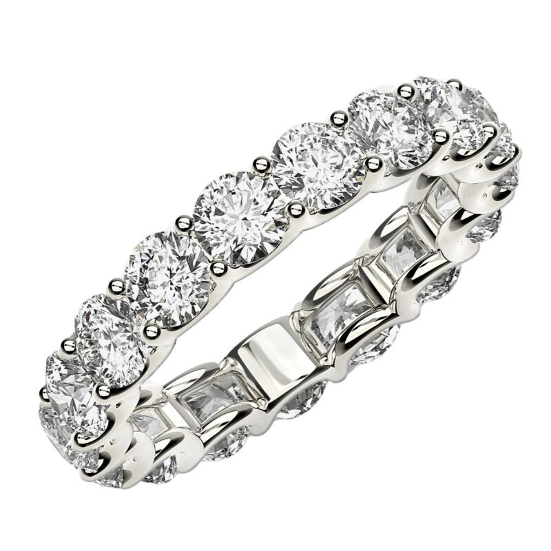 3 Carat Round Cut Lab Grown Diamond Eternity Ring in 14k White Gold