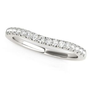 Pave Set Round Curved Wedding Band 1/4 cttw 14k White Gold