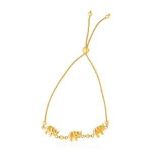 14k Yellow Gold Elephant Lariat Bracelet (1.00 mm)