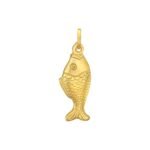 14K Yellow Gold Fish Charm Pendant Polished