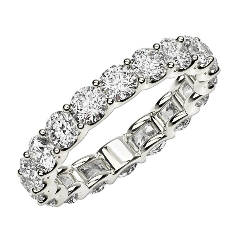 Round Cut Lab Grown Diamond Eternity Ring 2 carat FG/VS2 14k White Gold