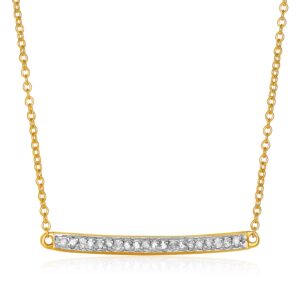 Horizontal Gold and Diamond Bar Necklace 1/10 cttw 14k Yellow Gold