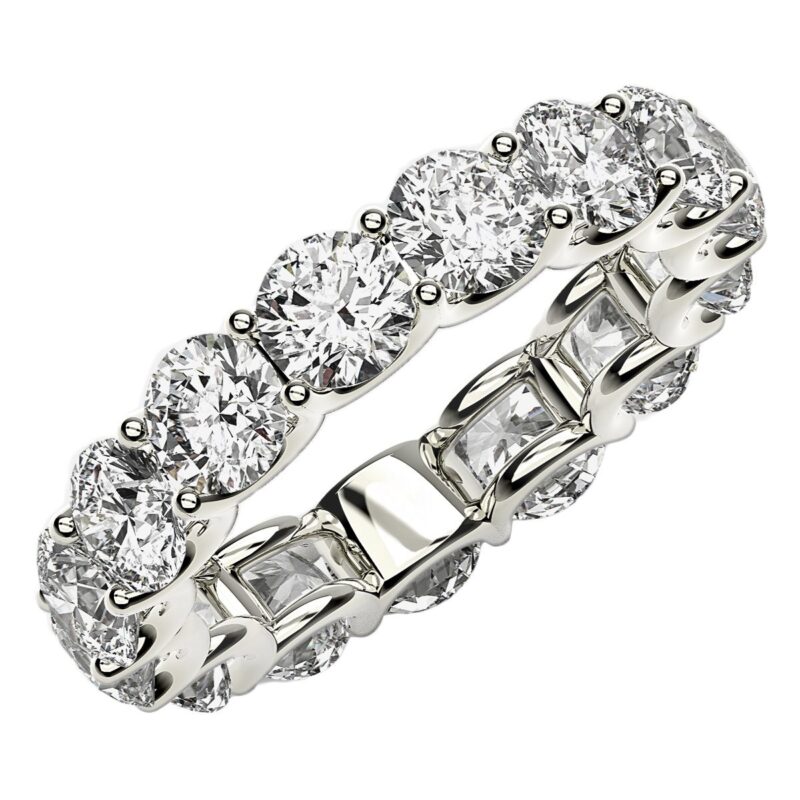 5 Carat Round Cut Lab Grown Diamond Eternity Ring 14k White Gold FG/VS2