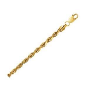 10K Yellow Gold Hollow Diamond Cut Rope Chain Necklace 5 mm