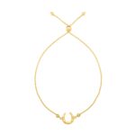 Adjustable Horseshoe Draw String Bracelet in 14K Yellow Gold