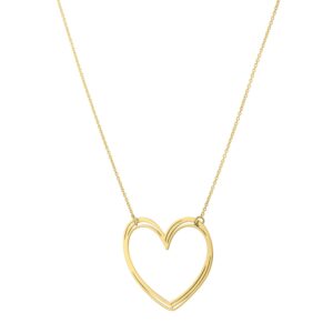 Large Open Heart Necklace in 14K Yellow Gold