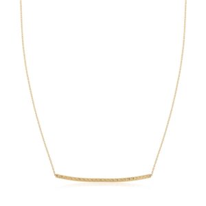 14k Yellow Gold Thin Horizontal Bar Necklace Textured