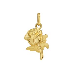 14K Yellow Gold Rose Charm Pendant Polished