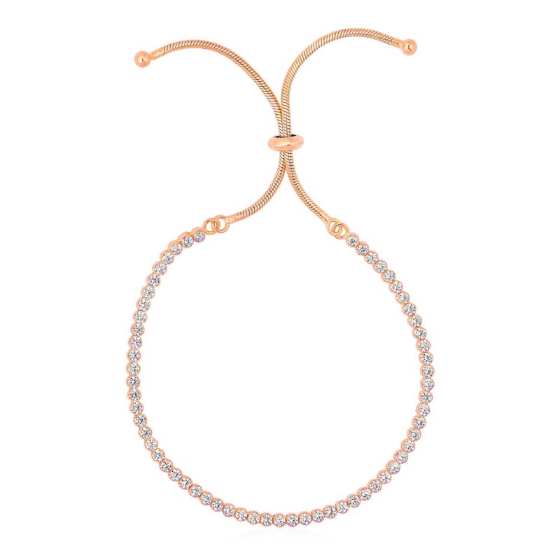 Adjustable Tennis Style Bracelet with Cubic Zirconia in Sterling Silver (5.1 mm)