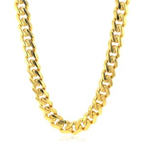 14k Yellow Gold Miami Cuban Chain Necklace 22 inch 56 cm